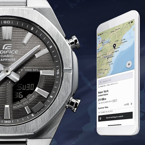 CASIO EDIFICECasio Edifice ECB - S10D - 8AEF Men's Watch - Stainless Steel, BluetoothWATCHESEcecile