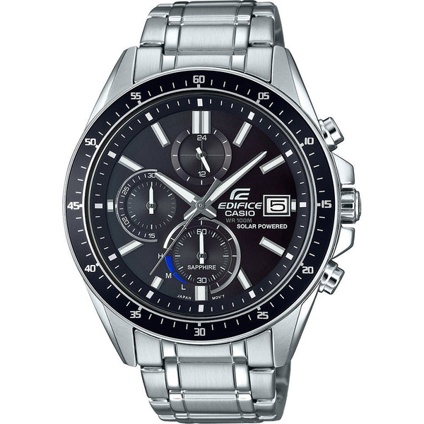 CASIO EDIFICECasio Edifice EFS - S510D - 1AVUEF Men's Solar Chronograph Watch - Black Dial, Stainless Steel BandWATCHESEcecile