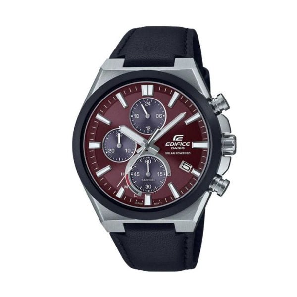 CASIO EDIFICECasio Edifice EFS - S630BL - 5AVUEF Men's Solar Chronograph Watch - Burgundy Dial, Black Leather StrapWATCHESEcecile