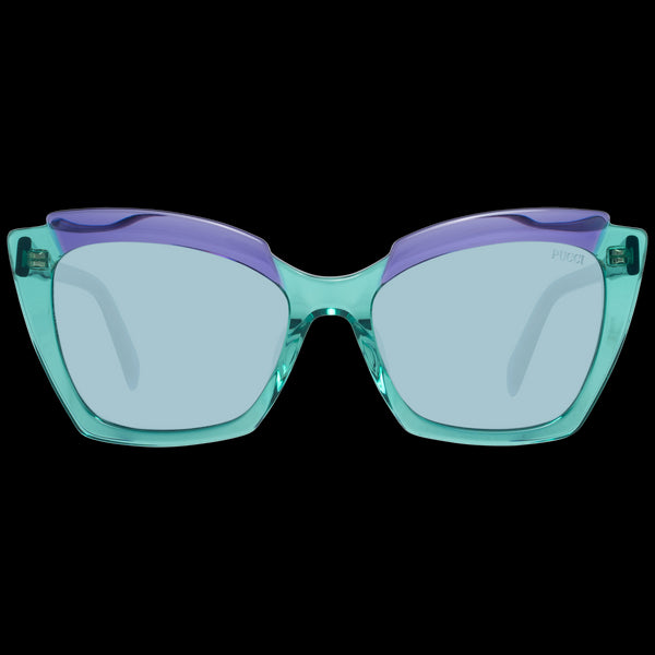 EMILIO PUCCIEmilio Pucci EP0145 5687V Women's Cat - Eye Sunglasses – Green/Violet Frame, Blue Lenses, Ø 56mmEYEWEAREcecile