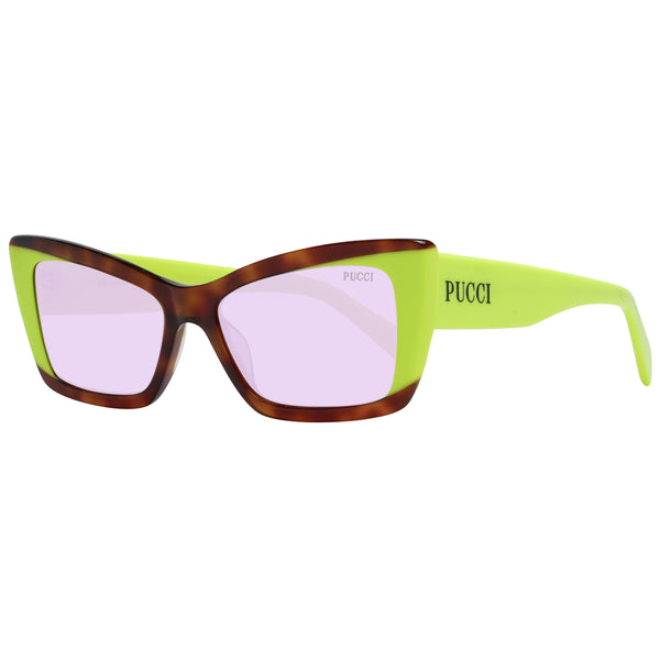 EMILIO PUCCIEmilio Pucci EP0205 5453Y Women's Cat - Eye Sunglasses – Amber Havana/Acid Green Frame, Violet LensesEYEWEAREcecile