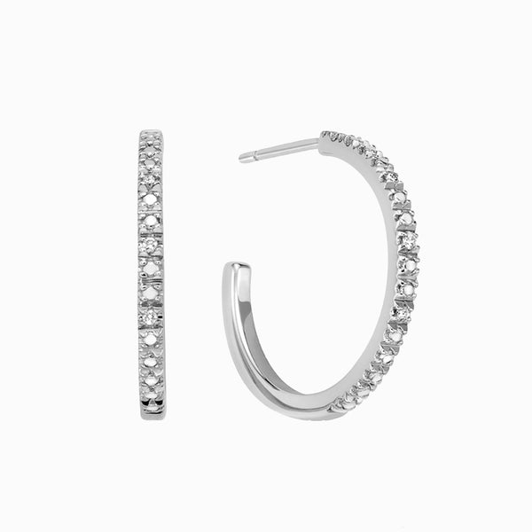 MILUNAMiluna ERD2645 Women's Hoop Earrings - Sterling Silver with Natural DiamondsJEWELRYEcecile