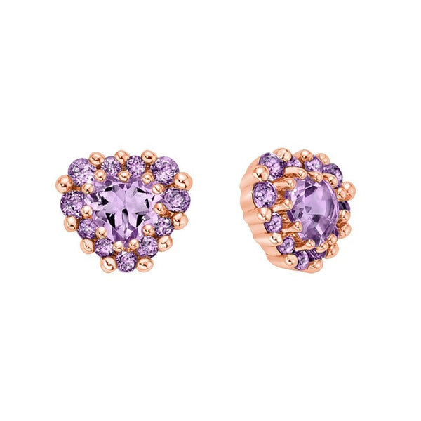 MILUNAMiluna ERD2937 Women's Stud Earrings - Rose Gold - Plated 925 Silver with Heart - Cut AmethystJEWELRYEcecile