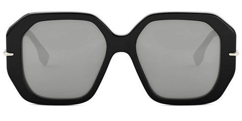 FENDIFendi Selleria FE40173I Women’s Square Sunglasses – 54 mm Black Acetate Frame, Silver Mirror LensesEYEWEAREcecile