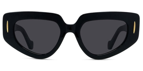 LOEWELoewe Anagram LW40160I 51 mm Cat - Eye Sunglasses – Black Acetate Frame, Grey Lens, Gold Anagram DetailEYEWEAREcecile