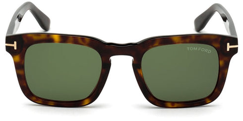 TOM FORDTom Ford DAX FT0751 - S 52N Men's Square Sunglasses – 48 mm Dark Havana Acetate Frame, Green Lenses, UV400EYEWEAREcecile