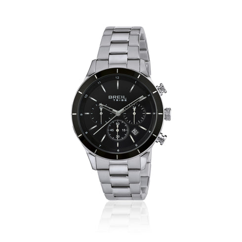 BREILBreil Tribe EW0447 Dude Chronograph Watch – Black Dial, Silver Steel BraceletWATCHESEcecile