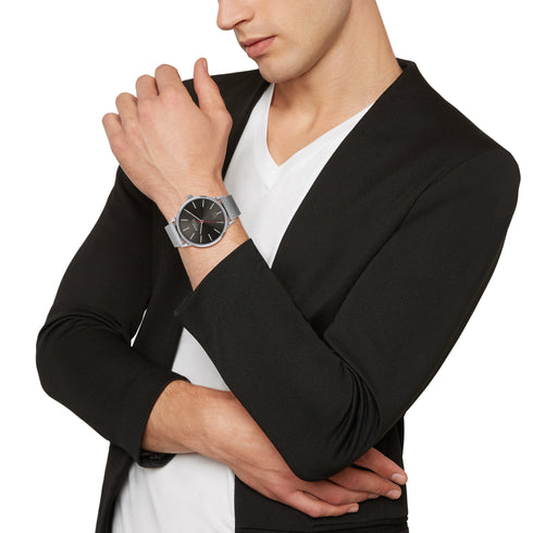 BREILBreil Avery EW0516 Men's Ultra - Thin Quartz Watch - 41mm Gunmetal Sunray Dial, Stainless Steel Mesh BraceletWATCHESEcecile