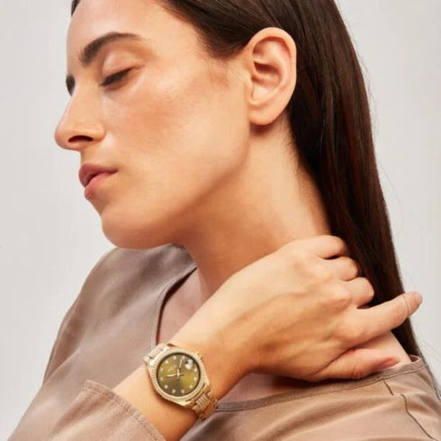 BREILBreil Tribe EW0724 Classic Elegance Women's Watch – Gold Steel, Olive Green Dial, Crystal AccentsWATCHESEcecile