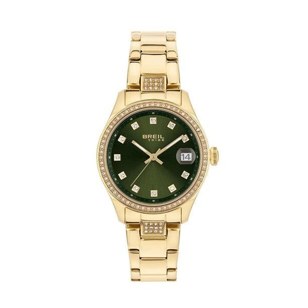 BREILBreil Tribe EW0724 Classic Elegance Women's Watch – Gold Steel, Olive Green Dial, Crystal AccentsWATCHESEcecile
