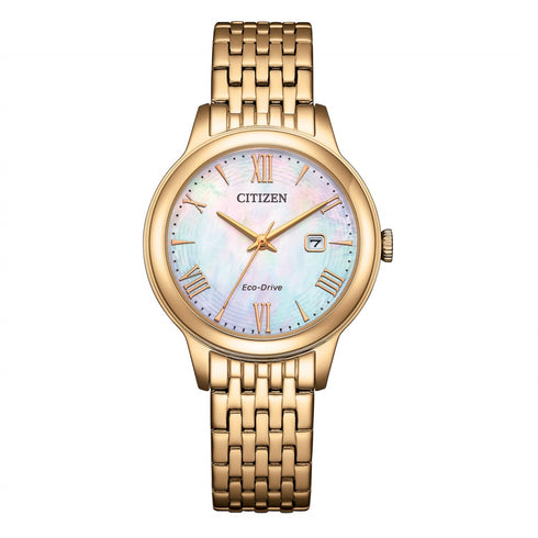 CITIZENCitizen EW2623 - 53D Eco - Drive Women's Watch - Gold - Tone, Mother - of - Pearl DialWATCHESEcecile