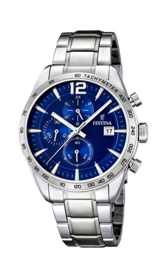 FESTINAFestina F16759/3 Chronograph Men's Watch – Blue Dial, Stainless Steel, 44mmWATCHESEcecile
