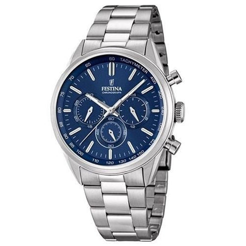 FESTINAFestina F16820/2 Timeless Chronograph Men's Watch – Stainless Steel, Blue Dial, 44mmWATCHESEcecile