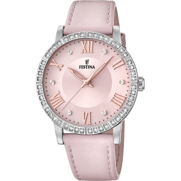FESTINAFestina F20412/2 Women's Watch – Pink Leather Strap, Crystal AccentsWATCHESEcecile