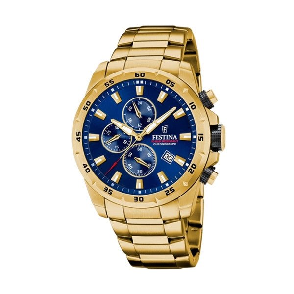 FESTINAFestina F20541/2 Chrono Sport Men's Watch – Gold Stainless Steel, Blue Dial, 45mmWATCHESEcecile