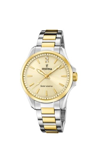 FESTINAFestina F20655/3 Solar Energy Ladies Watch – 34mm, Two - Tone Steel, Champagne DialWATCHESEcecile