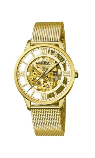 FESTINAFestina F20667/1 Automatic Skeleton Watch – Gold Stainless Steel, Sapphire Crystal, 42mmWATCHESEcecile