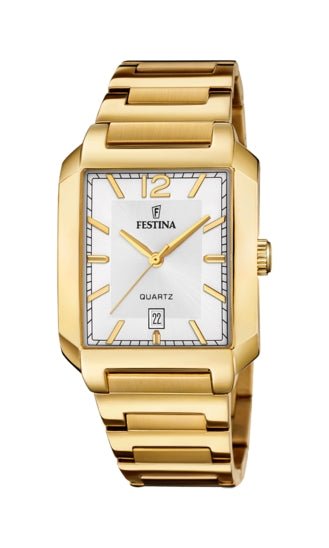 FESTINAFestina F20678/2 On the Square Men's Watch – Gold Stainless Steel, Silver Dial, QuartzWATCHESEcecile