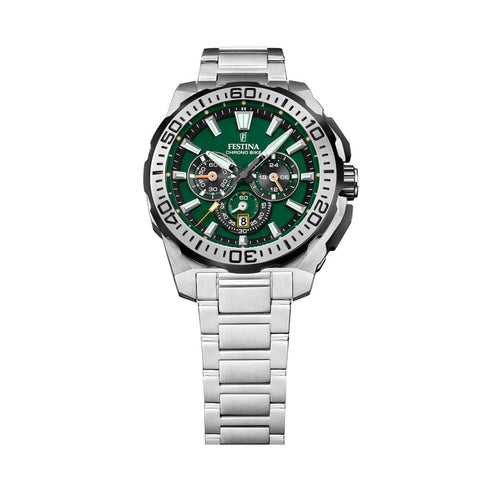 FESTINAFestina Chrono Bike F20724/3 Men's Watch - Green Dial, Stainless Steel BraceletWATCHESEcecile