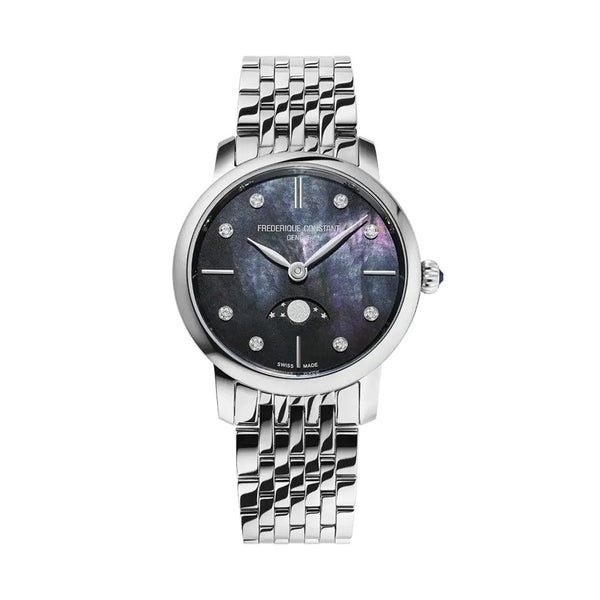 FREDERIQUE CONSTANTFrederique Constant Slimline Ladies Moonphase FC - 206MPBD1S6B - Stainless Steel, Black Mother - of - Pearl DialWATCHESEcecile
