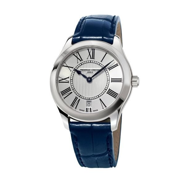 FREDERIQUE CONSTANTFrederique Constant Classics FC - 220MS3B6 Women's Watch – Silver Dial, Blue Leather StrapWATCHESEcecile