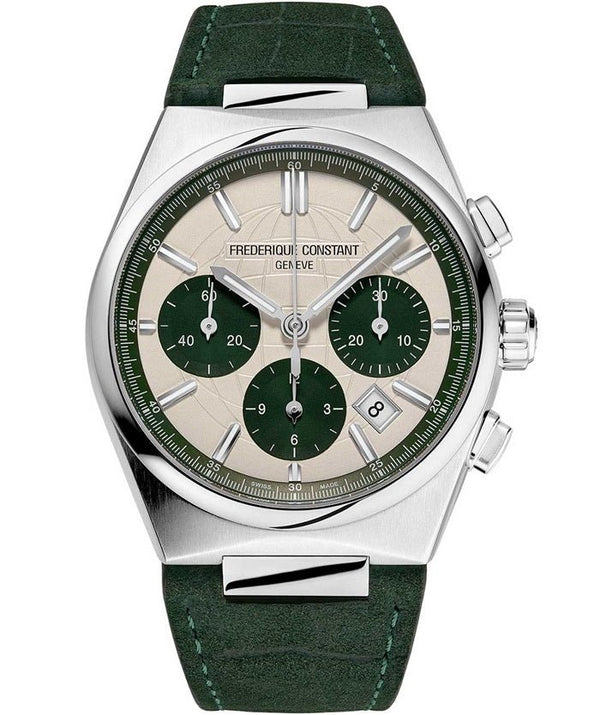 FREDERIQUE CONSTANTFrederique Constant Highlife Chronograph Automatic Limited Edition FC - 391SGR4NH6 – Opaline Dial with Green Counters, Stainless Steel BraceletWATCHESEcecile