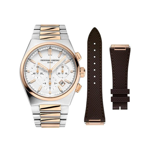 FREDERIQUE CONSTANTFrederique Constant Highlife Chronograph Automatic FC - 391V4NH2B – Silver Dial, Rose Gold - Tone Case, Two - Tone BraceletWATCHESEcecile