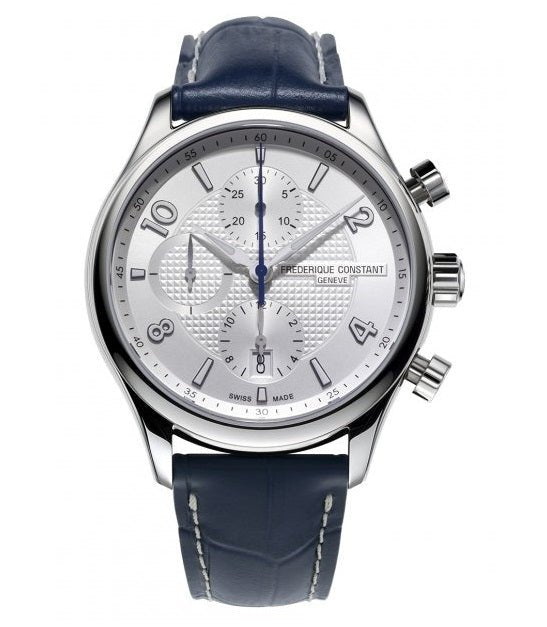 FREDERIQUE CONSTANTFrederique Constant Runabout Chronograph Automatic FC - 392RMS5B6 – Silver Dial, Blue Leather StrapWATCHESEcecile