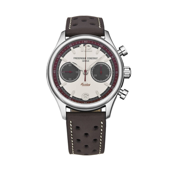FREDERIQUE CONSTANTFrederique Constant Vintage Rally Healey Chronograph Automatic FC - 397HSG5B6 – Silver Dial, Stainless Steel Case, Grey Leather StrapWATCHESEcecile
