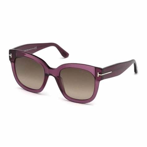 Lunettes de soleil Tom Ford FT0613 69K pour femme - monture bordeaux translucide, verres marron