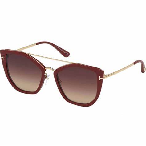 Lunettes de soleil Tom Ford FT0648 75G pour femme - monture fuchsia brillant, verres miroirs marrons