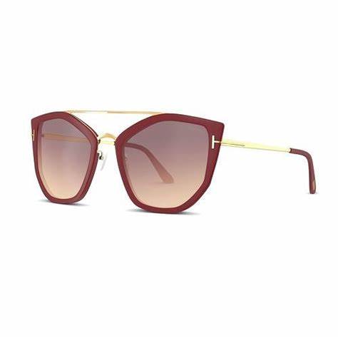 Lunettes de soleil Tom Ford FT0648 75G pour femme - monture fuchsia brillant, verres miroirs marrons
