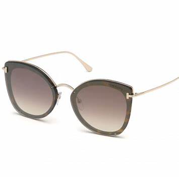 Lunettes de soleil Tom Ford FT0657 52G pour femme - monture havane foncé, verres miroirs marron