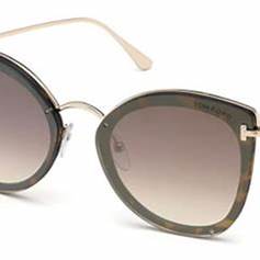 Lunettes de soleil Tom Ford FT0657 52G pour femme - monture havane foncé, verres miroirs marron