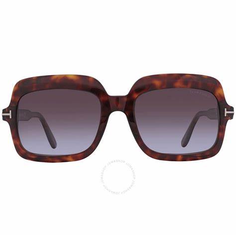 Lunettes de soleil Tom Ford FT0688 54T pour femme - monture havane rouge, verres dégradés bordeaux