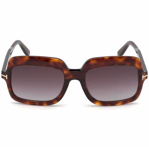Lunettes de soleil Tom Ford FT0688 54T pour femme - monture havane rouge, verres dégradés bordeaux
