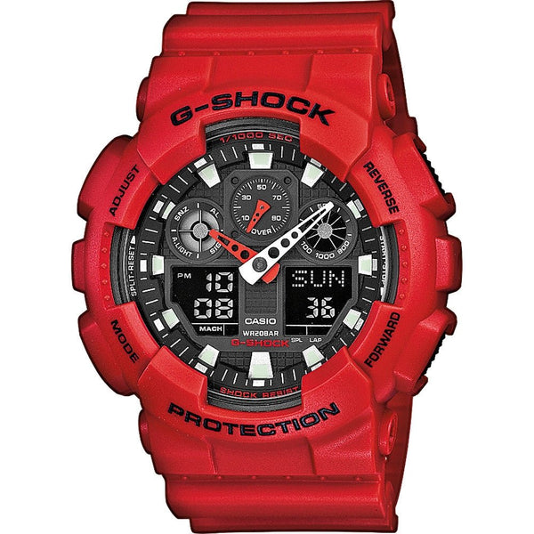 CASIO G - SHOCKCasio G - SHOCK GA - 100B - 4AER Men's Analog - Digital Watch – Red Resin Band, 200M Water ResistanceWATCHESEcecile