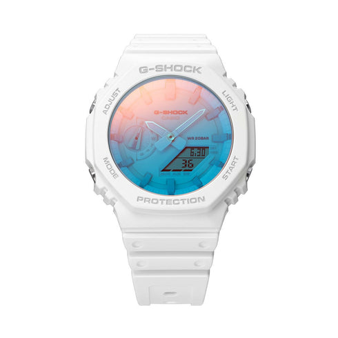 CASIO G - SHOCKCasio G - SHOCK GA - 2100TL - 7AER Men's Watch - 45mm, White Resin Case with Blue Dial, Analog - Digital DisplayWATCHESEcecile