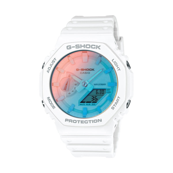 CASIO G - SHOCKCasio G - SHOCK GA - 2100TL - 7AER Men's Watch - 45mm, White Resin Case with Blue Dial, Analog - Digital DisplayWATCHESEcecile