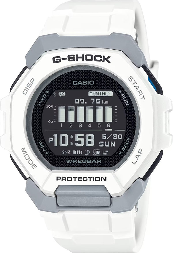 CASIO G - SHOCKCasio G - SHOCK GBD - 300 - 7ER Men's Digital Sports Watch – White Resin Band, Bluetooth, Step TrackerWATCHESEcecile