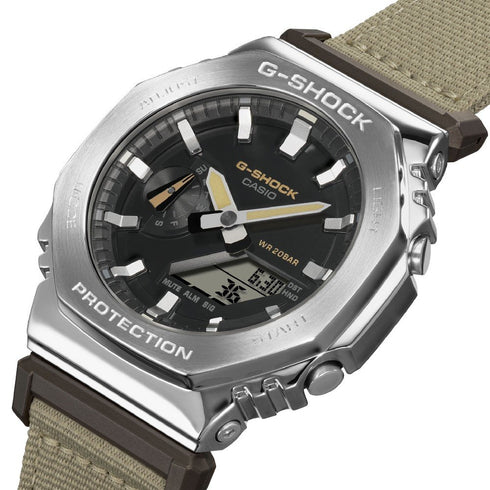 CASIO G - SHOCKCasio G - SHOCK GM - 2100C - 5AER Men's Analog - Digital Watch – Metal Bezel, Beige Fabric Strap, 200M Water ResistanceWATCHESEcecile