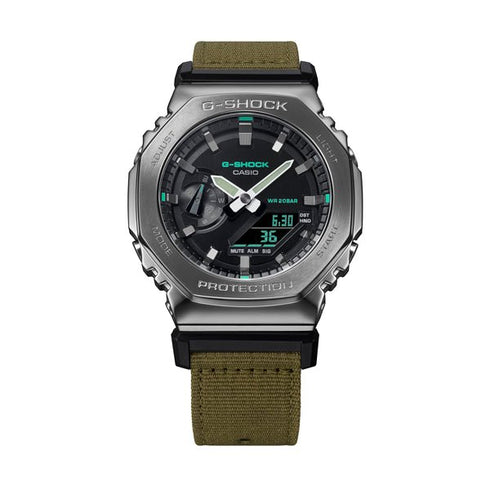 CASIO G - SHOCKCasio G - SHOCK GM - 2100CB - 3AER Men's Watch - 44.5mm, Black Resin Case with Stainless Steel Bezel, Green Fabric StrapWATCHESEcecile