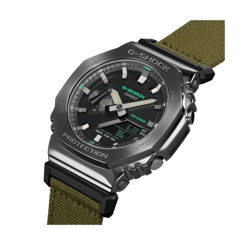 CASIO G - SHOCKCasio G - SHOCK GM - 2100CB - 3AER Men's Watch - 44.5mm, Black Resin Case with Stainless Steel Bezel, Green Fabric StrapWATCHESEcecile