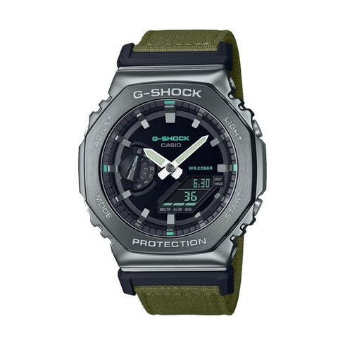 CASIO G - SHOCKCasio G - SHOCK GM - 2100CB - 3AER Men's Watch - 44.5mm, Black Resin Case with Stainless Steel Bezel, Green Fabric StrapWATCHESEcecile