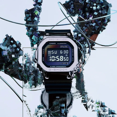 CASIO G - SHOCKCasio G - Shock GM - 5600RW - 1ER G - STEEL 5600 Series Watch with Rainbow Brick Wall DesignWATCHESEcecile