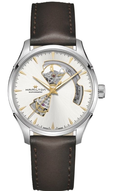 HAMILTONHamilton Jazzmaster Open Heart Auto H32675551 - 40mm Silver Dial, Brown Leather StrapWATCHESEcecile