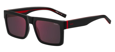 BOSSHUGO HG 1314/S 807 - AO Unisex Square Sunglasses - Black Frame, Red Mirror LensesEYEWEAREcecile