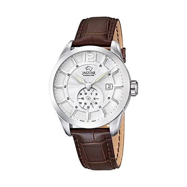 JAGUARJaguar Men's Swiss Quartz Watch - Model J663/1, Stainless Steel Case, White Dial, Brown Leather StrapWATCHESEcecile