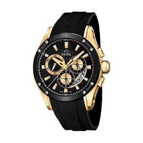 JAGUARJaguar Men's Swiss Quartz Chronograph Watch - Model J691/2, Gold PVD Stainless Steel Case, Black Dial, Black Rubber StrapWATCHESEcecile