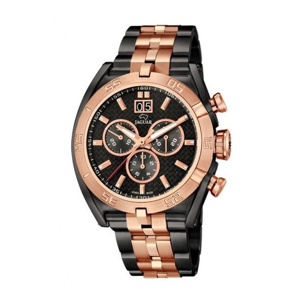JAGUARJaguar Men's Swiss Quartz Chronograph Watch - Model J811/1, Black and Rose Gold PVD Stainless Steel Case, Black Dial, Sapphire CrystalWATCHESEcecile
